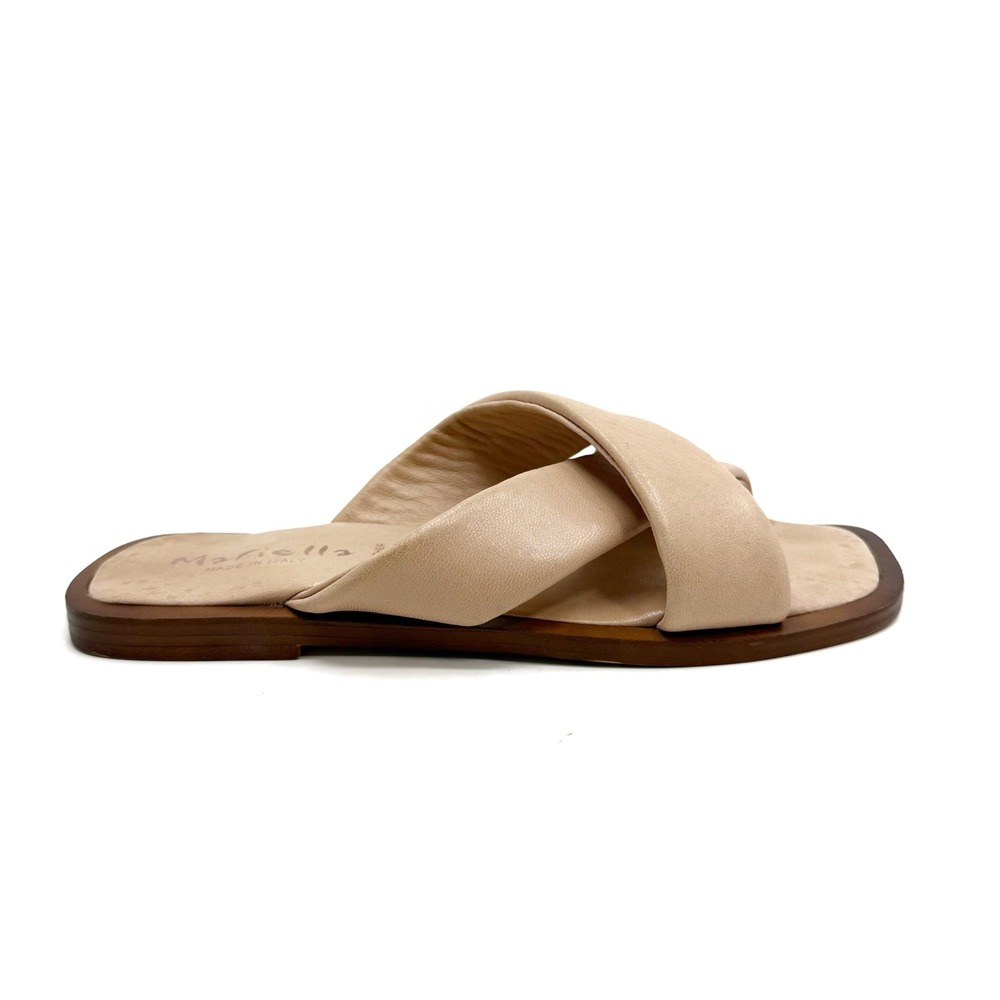 Mariella‎ | Italian Leather Puffy Criss Cross Flat Sandals Size 40